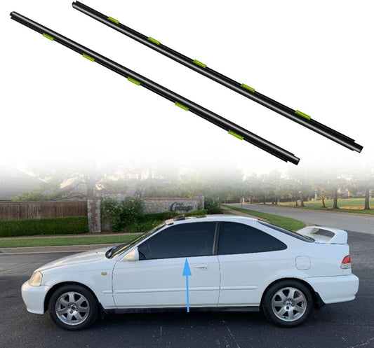 Solidspare 2Pcs Door Weather Strip Window Belt Seal Molding Trim Fit For 96-00 Honda Civic