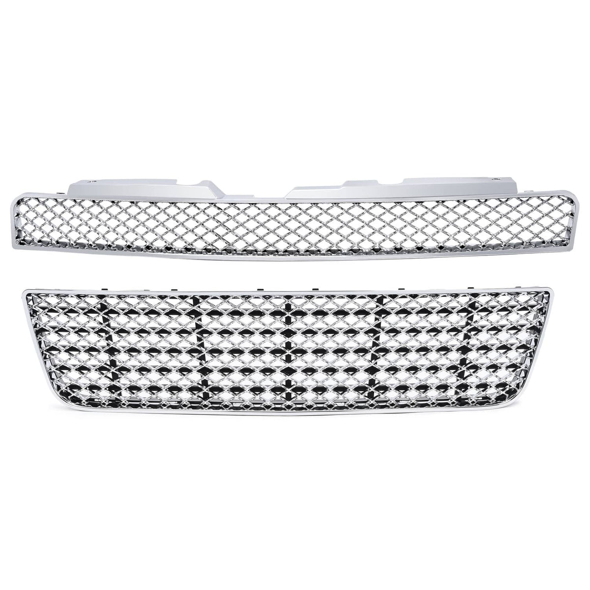 Solid Spare For 06-16 Chevy Impala/Limited Chrome Mesh Style Front Upper+Lower Bumper Grille