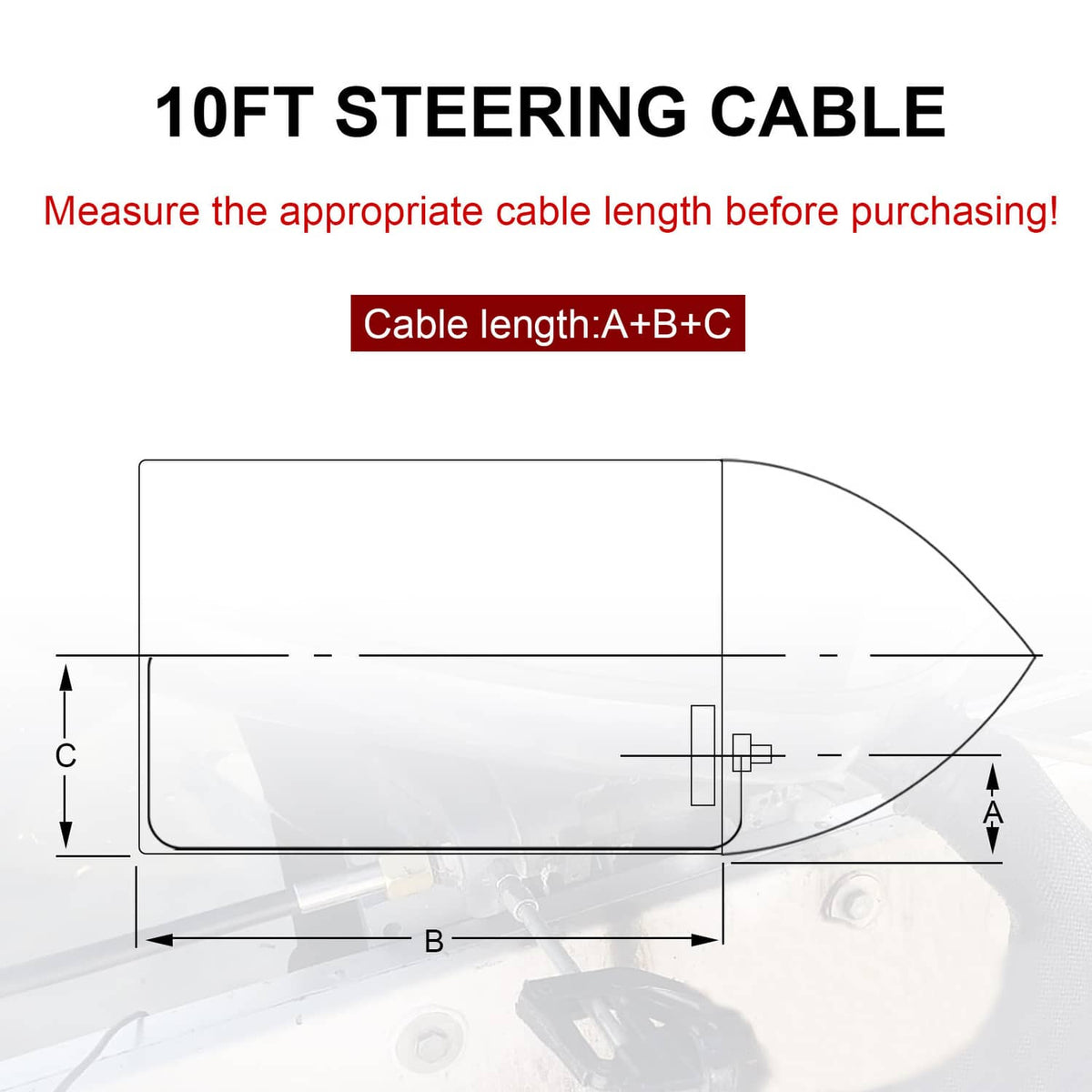 Solidspare 10FT Boat Rotary Steering System Outboard Kit With 13.5" Wheel SS13710