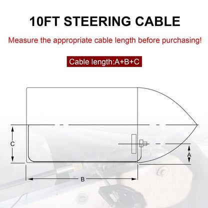 Solidspare 10FT Boat Rotary Steering System Outboard Kit With 13.5" Wheel SS13710