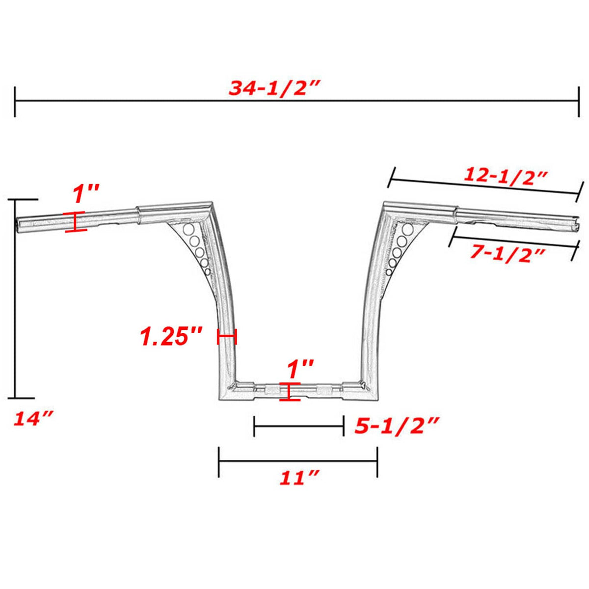 Solidspare 14" Inch Rise Handlebar Ape Hangers Bar For Harley Softail FLST FXST 883 1200