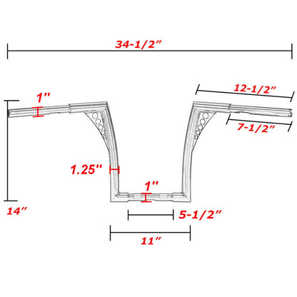 Solidspare 14" Inch Rise Handlebar Ape Hangers Bar For Harley Softail FLST FXST 883 1200