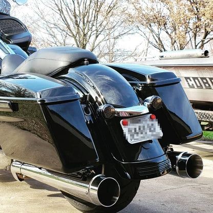 Solidspare DNA 4" Megaphone Slips-On Mufflers Exhaust Pipes For 95-16 Harley Touring Chrome