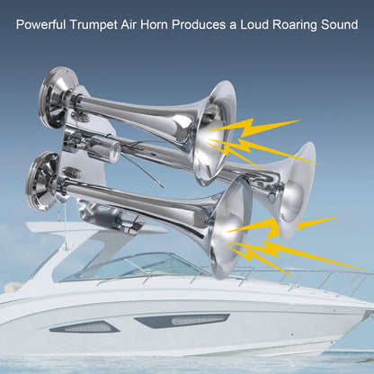 Solidspare Train Air Horn 3T Biggest 152DB Truck triple Large Huge Super Loud Sound 12V/24V