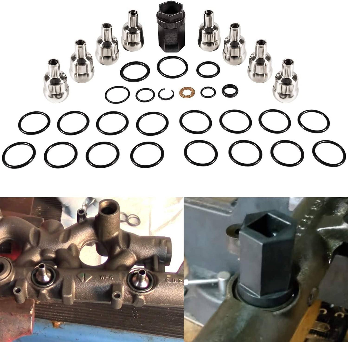 Solid Spare Oil Rail Ball Tube O-Rings Repair Kit Injector Seal Kit for Ford 6.0L 2003-2007