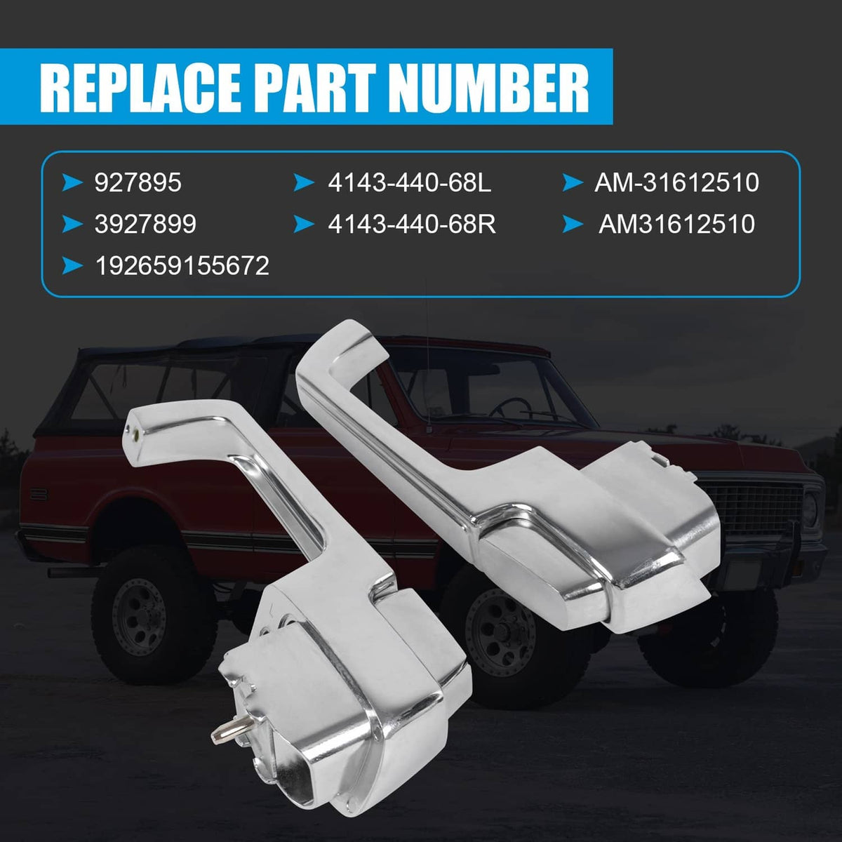 Solidspare Chrome Pair Outside Door Handles For 1967-1972 Chevy C/K 10 20 30, GMC C/K 15 25
