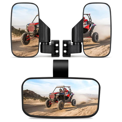Solidspare Universal UTV Side Mirrors And Center Mirror with 1.75" to 2" Roll Bar Cage New