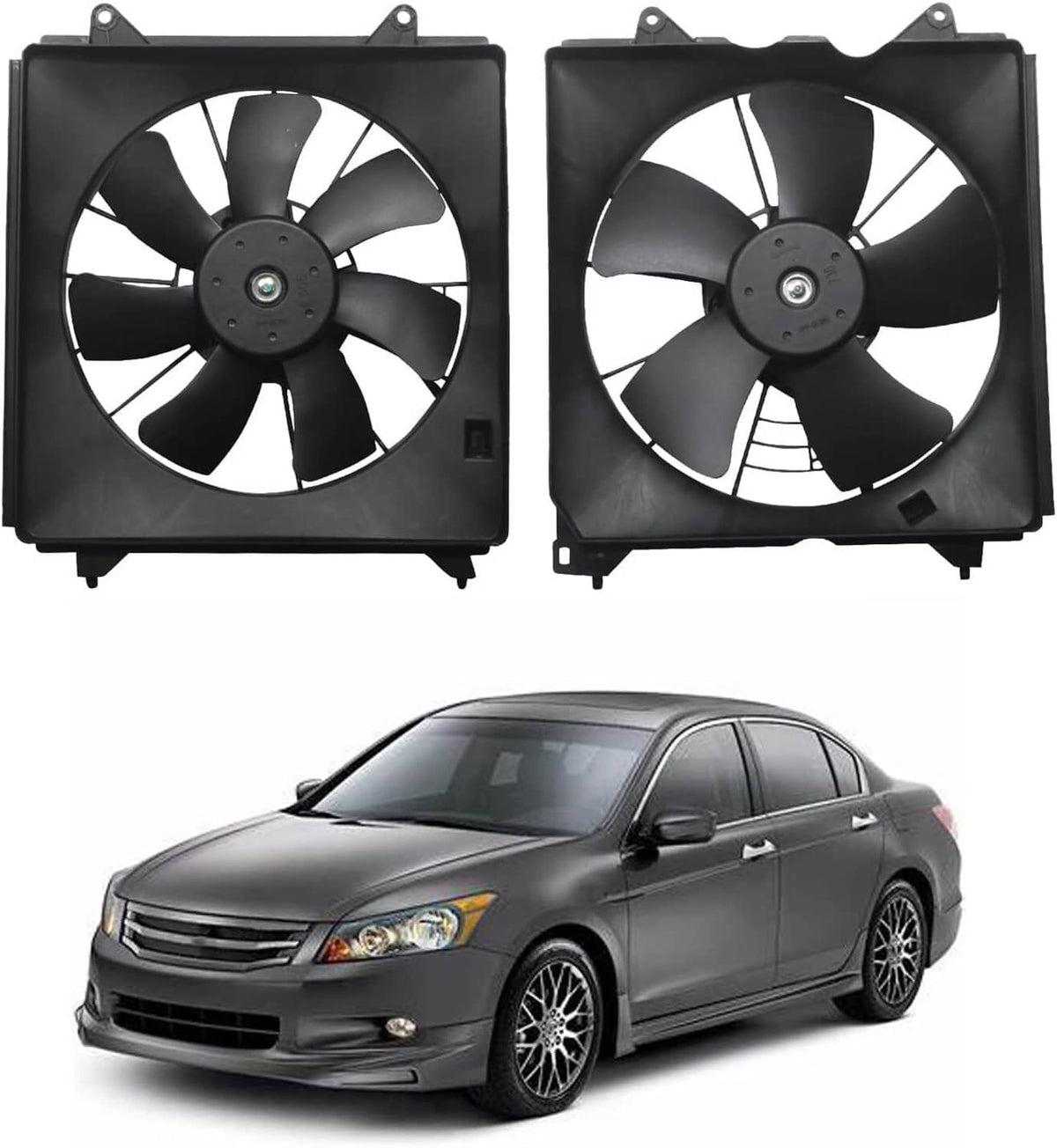 Solidspare 2Pcs A/C Condenser Radiator Cooling Motor Fan For 2013-2017 Honda Accord Touring