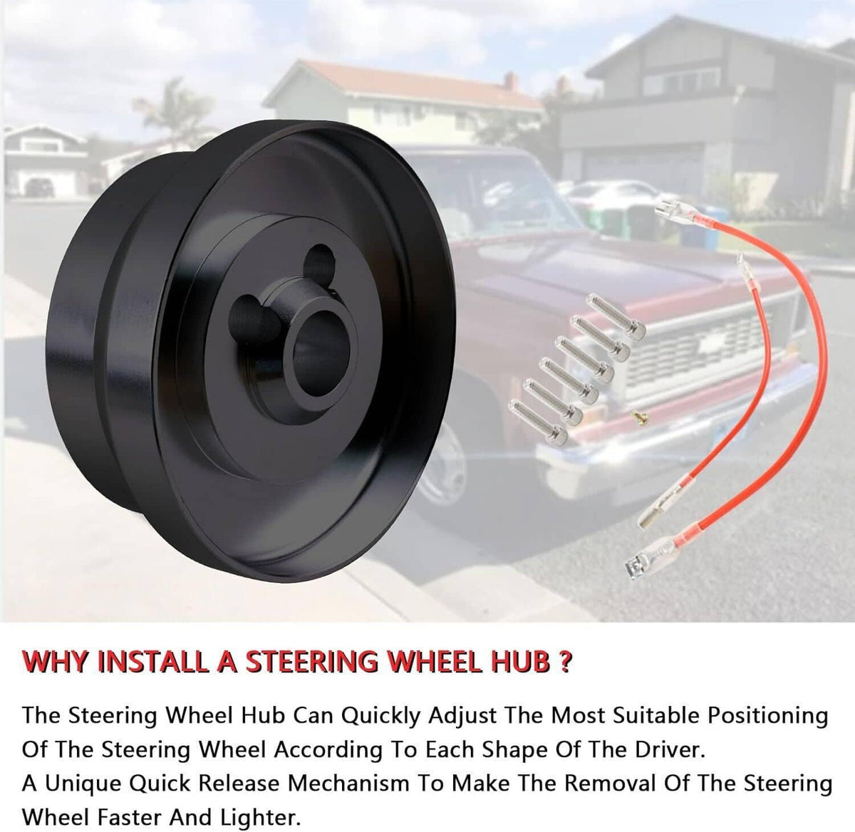 Solidspare 5 & 6 Hole Steering Wheel Short Hub Adapter For Ididit GM Chevy Aluminum Black