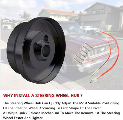 Solidspare 5 & 6 Hole Steering Wheel Short Hub Adapter For Ididit GM Chevy Aluminum Black