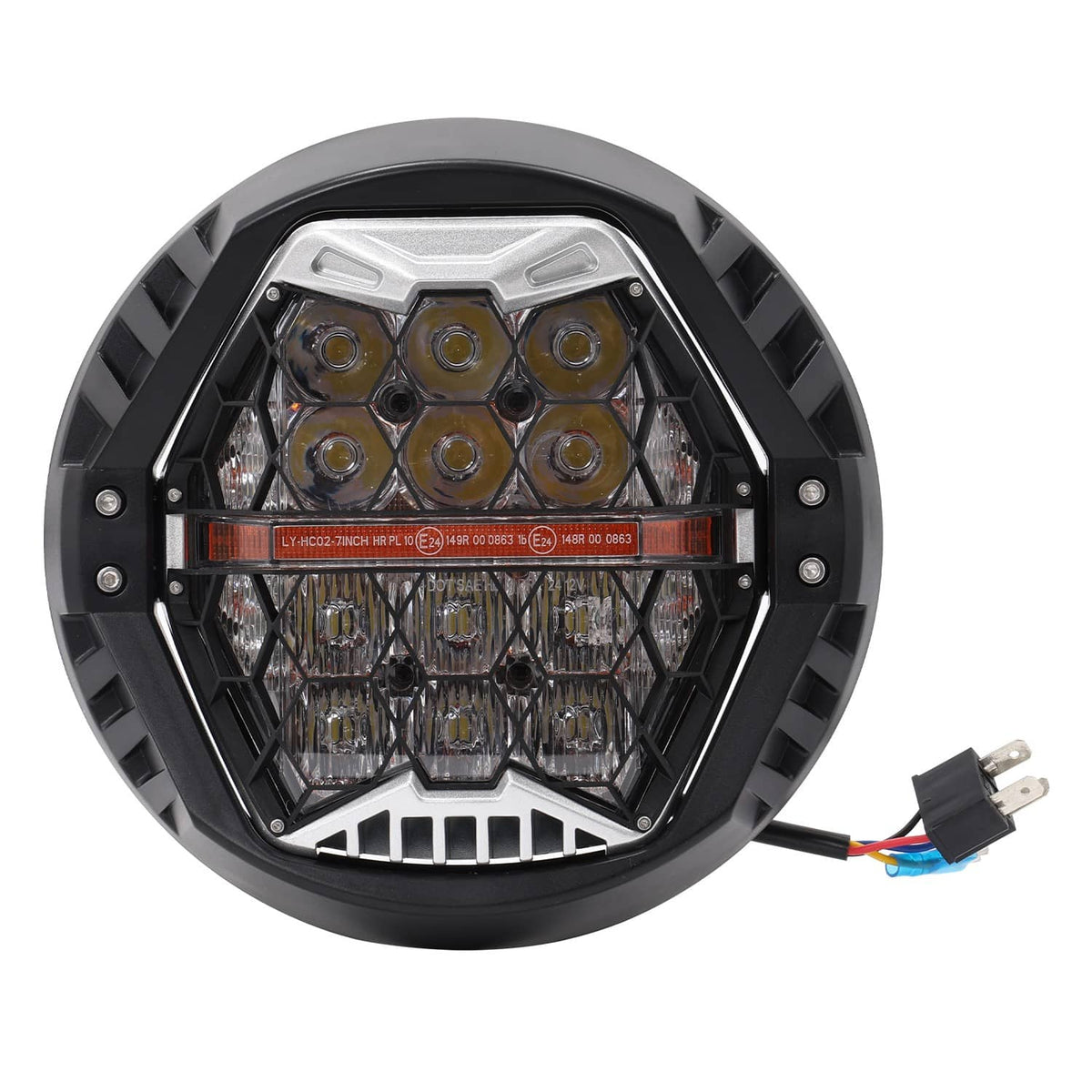 Solidspare 7inch LED Headlight For Harley Touring Street Glide 2014-2024 Amber DRL Hi/Low