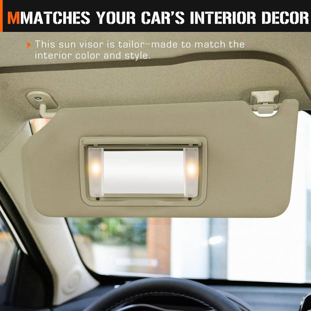 Solidspare 2Pcs Tan Sun Visor w/ Light & Mirror 83280-TA5-A51ZA For 2008-2017 Honda Accord