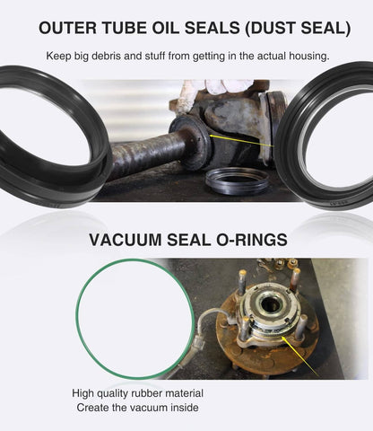 Solid Spare Front Axle Knuckle Tube Seal Kit & Thrust Washer Snap Ring for Ford F250 F350