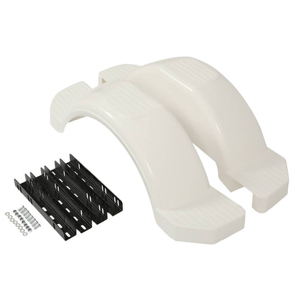 Solidspare Pair L&R Single Axle Trailer Fenders White HDPE For 13" diameter Wheels Tires