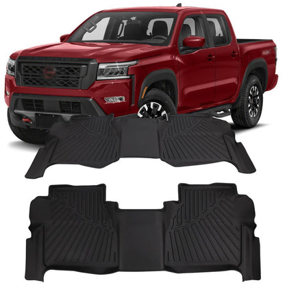 Solidspare Floor Mats for 2022-2025 Nissan Frontier Crew Cab All Weather TPE 3PCS Liner Set