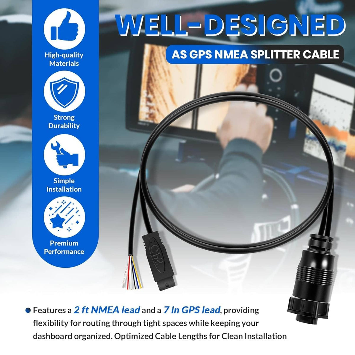 Solidspare for 720080-1 AS GPS NMEA Splitter Cable, for Humminbird SOLIX & ONIX Fish Finder