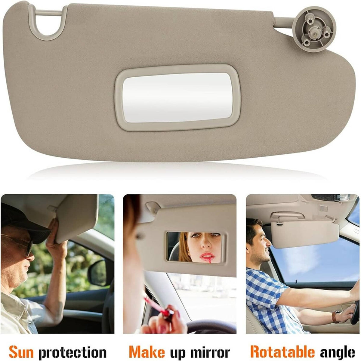 Solidspare 1Pair Sun Visor Set Left & Right For 2002-2009 Dodge Ram 1500 2500 3500 Beige