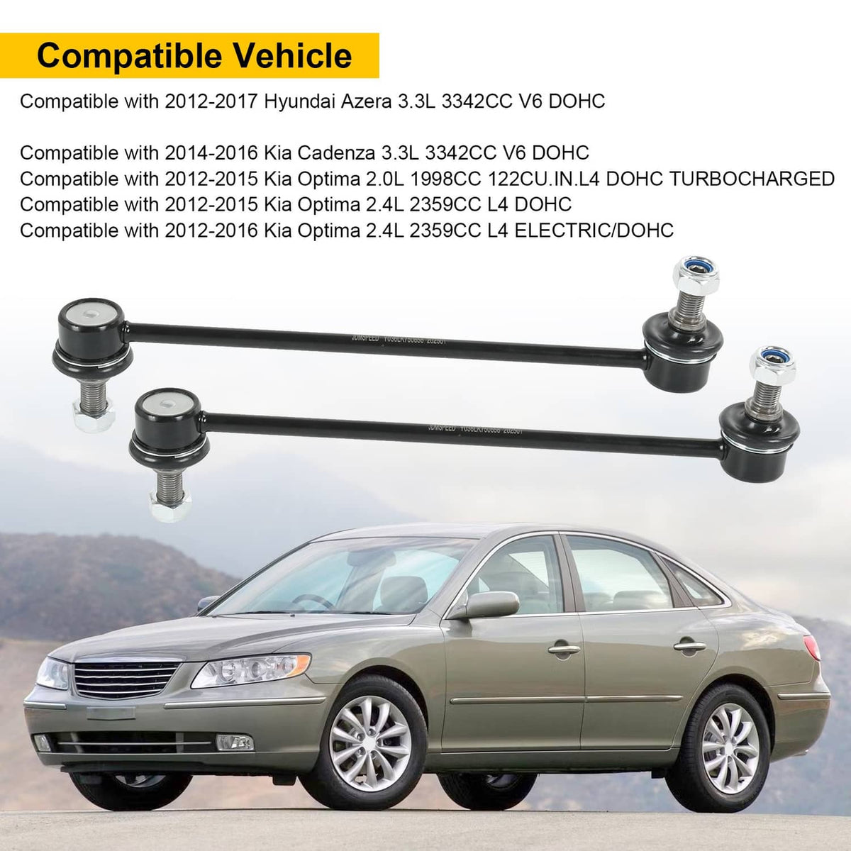 Solidspare Front Sway Bar End Links K750658 For 2012-2015 Hyundai Sonata Kia Optima 270MM