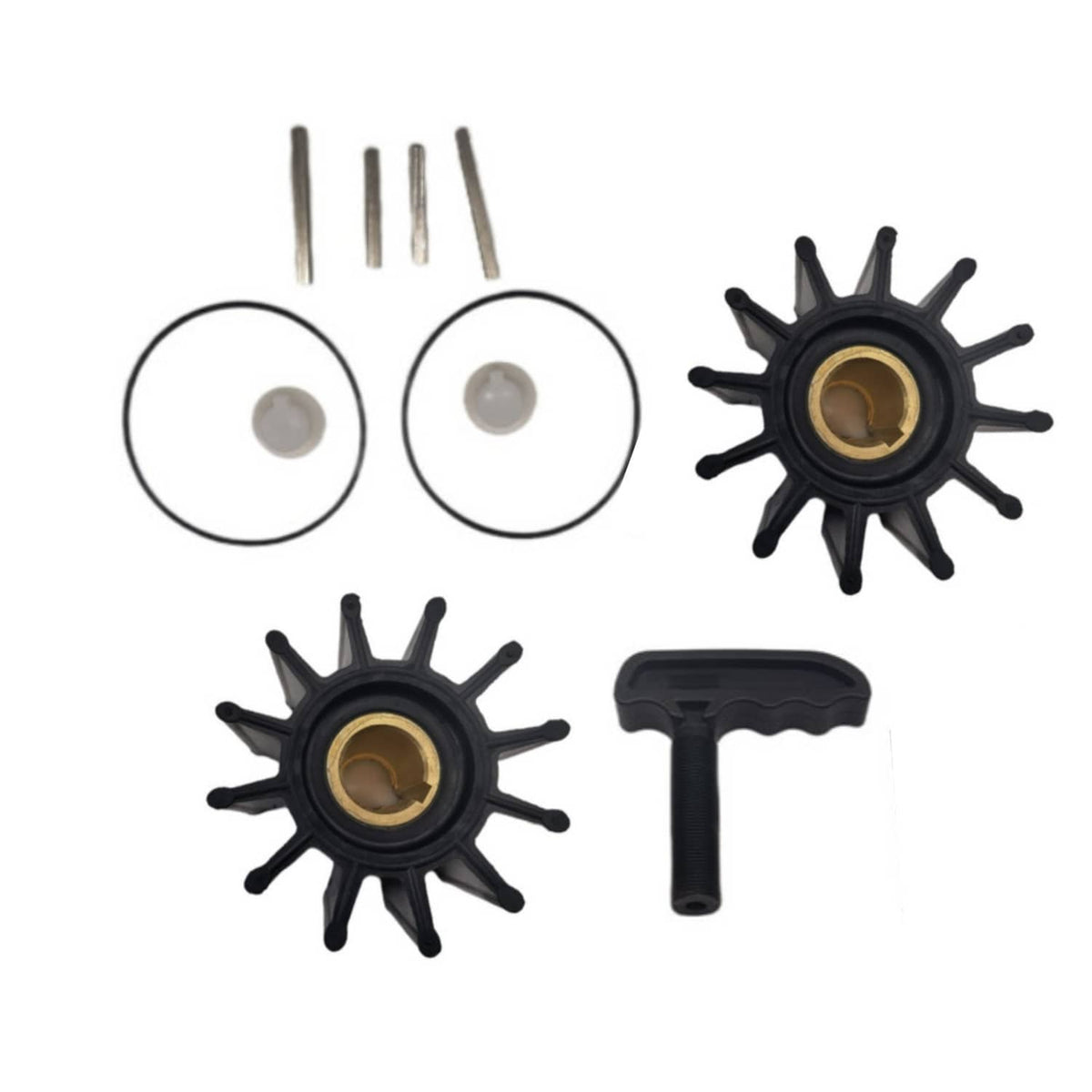 Solid Spare 2Sets Impeller Kits Replaces Sherwood 17000K Cummins Caterpillar With Puller