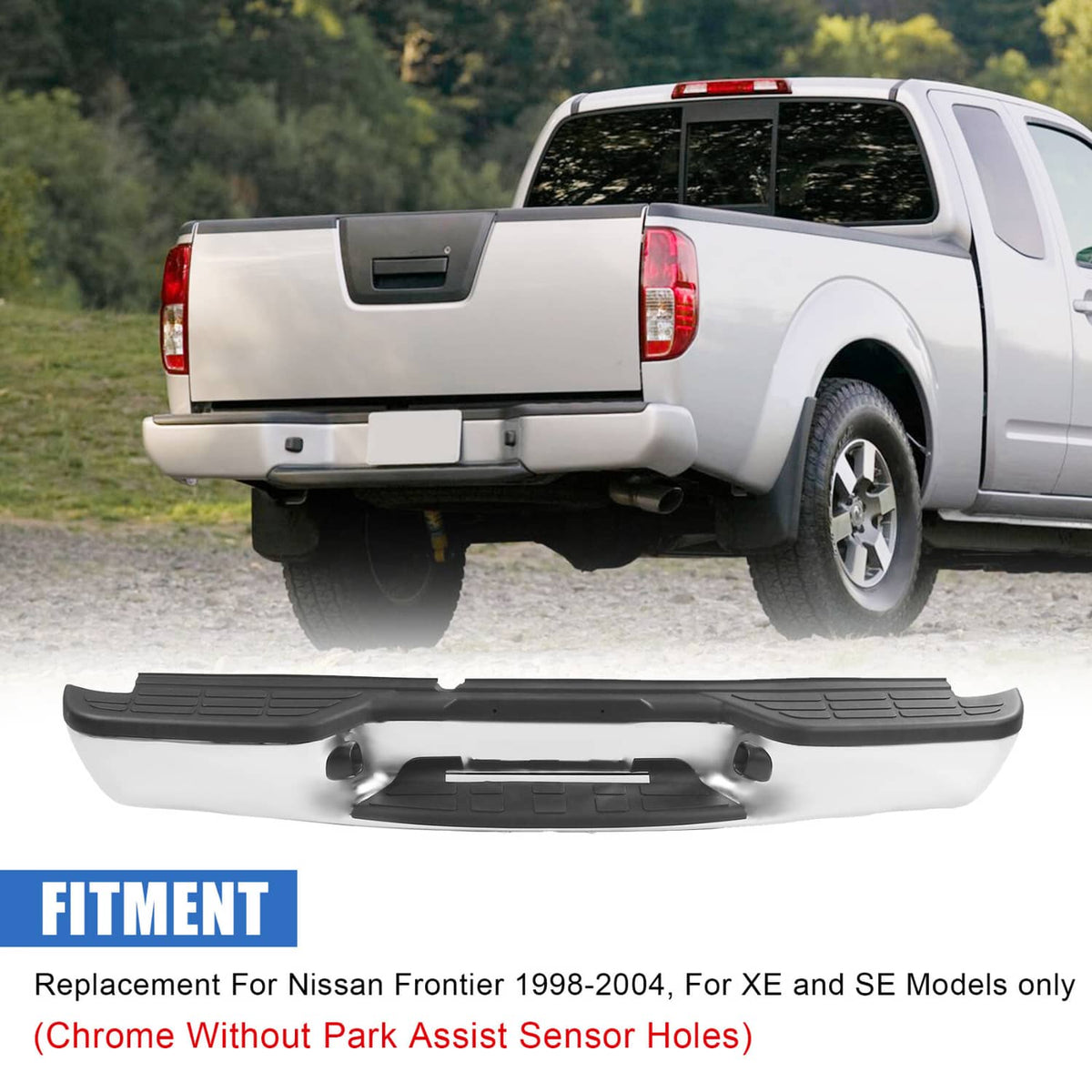 Solidspare Chrome Rear Step Bumper Assembly For 1998-2004 Chevy S10 GMC Sonoma Fleetside