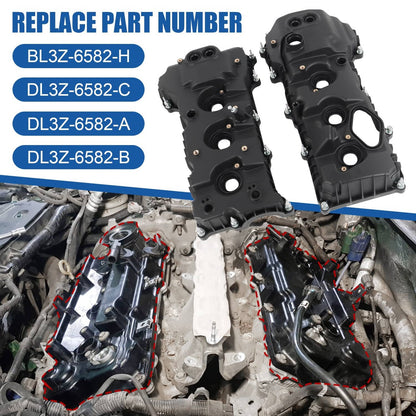 Solidspare 2Pcs Valve Covers For 2013-2016 Ford F-150 2015-17 Ford Expedition 3.5L Turbo