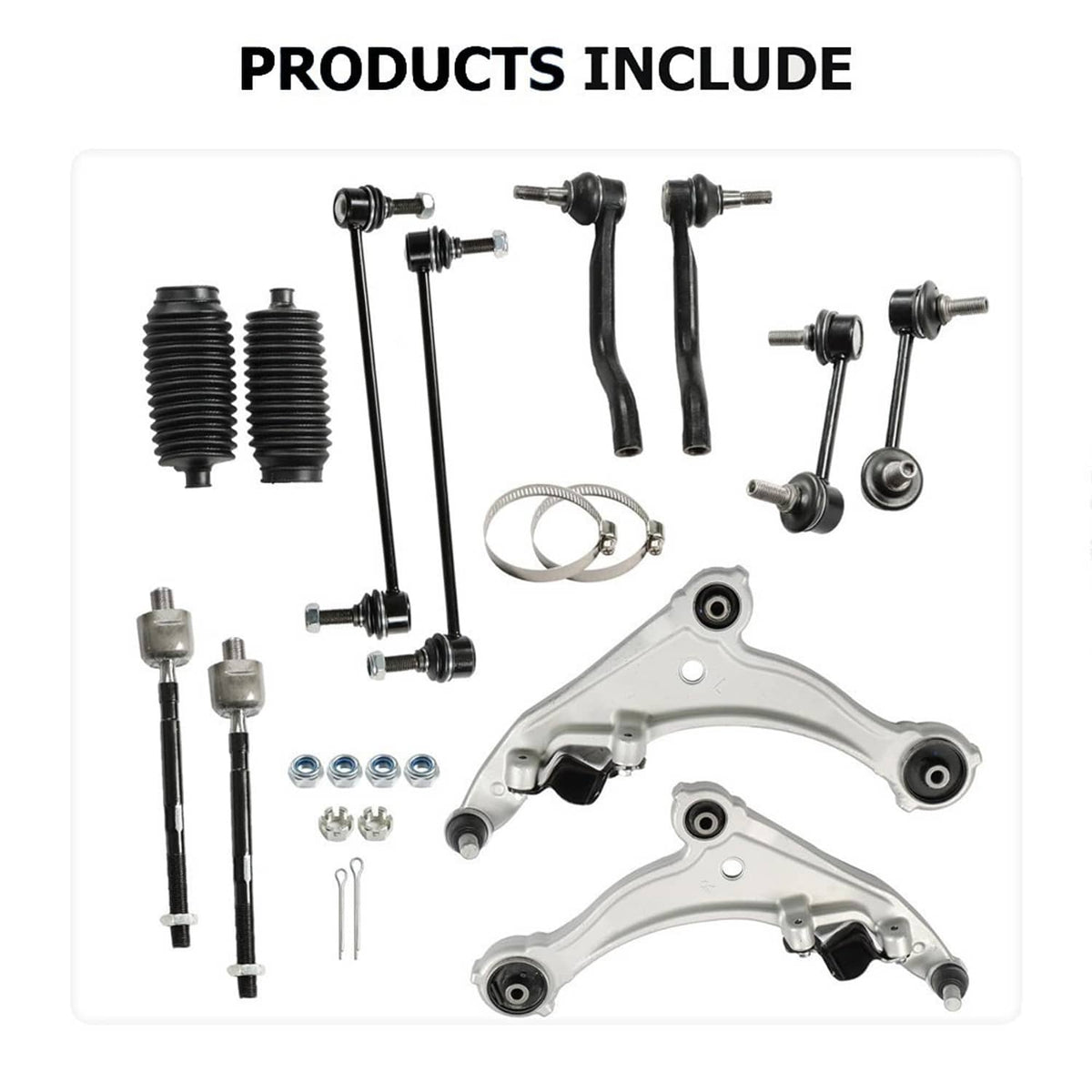 Solidspare 12Pcs Front Lower Control Arm Tie Rod Sway Bar Kit For 2009-2014 Nissan Maxima