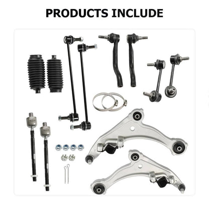 Solidspare 12Pcs Front Lower Control Arm Tie Rod Sway Bar Kit For 2009-2014 Nissan Maxima