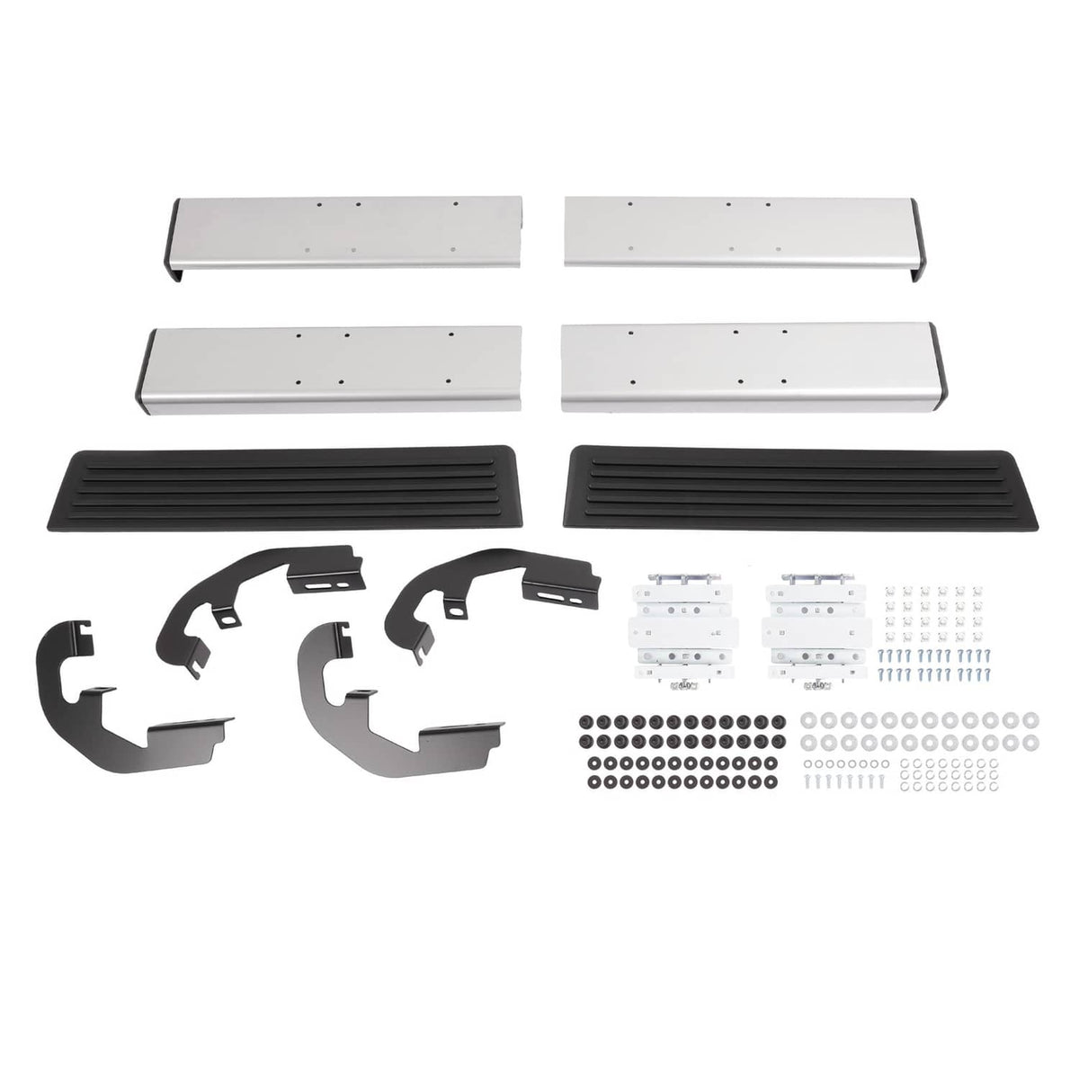Solid Spare Side Step Bar Running Boards Silver+Black For 19-25 Silverado Sierra Regular Cab