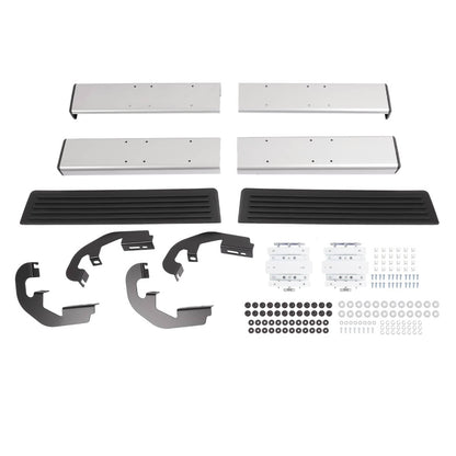 Solid Spare Side Step Bar Running Boards Silver+Black For 19-25 Silverado Sierra Regular Cab
