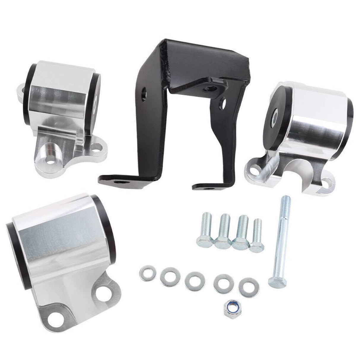 Solidspare 2 Bolt Engine Motor Mount Kit For 1996-00 Civic EK B16 B20 D16 B D Chrome Billet