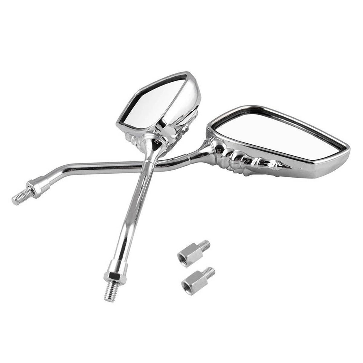 Solidspare Motorcycle Chrome Skull Skeleton Hand Rear View Side Mirrors For Harley Chopper