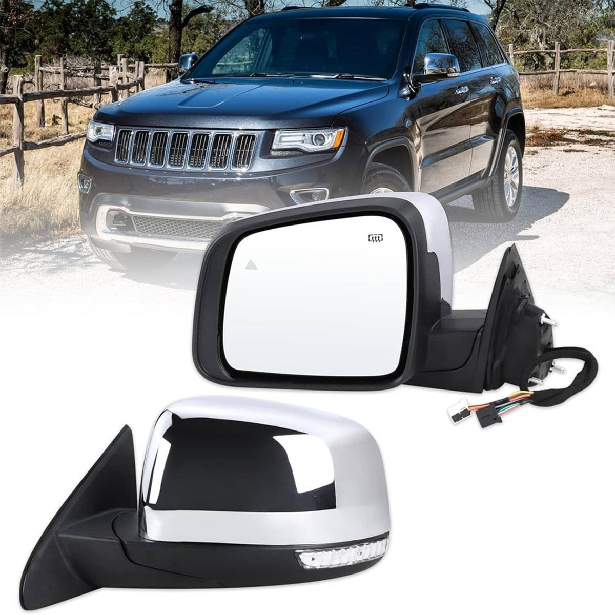 Solidspare Driver Side Mirror w/Manual Folding Blind Spot For 2011-2022 Jeep Grand Cherokee