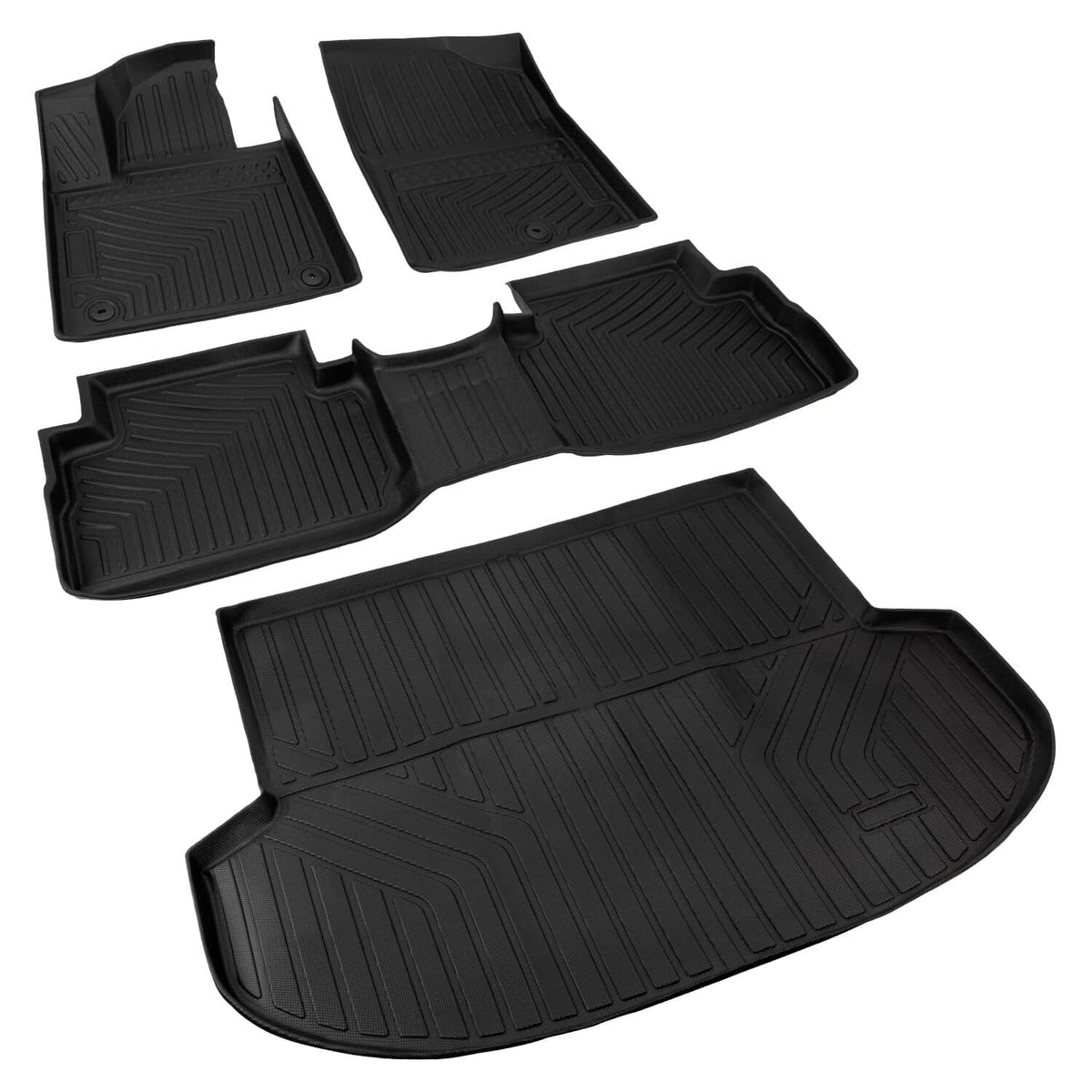 Solidspare Waterproof Front and Rear Floor Mats Fit for Hyundai Santa Fe 5 Seat 2021-2023