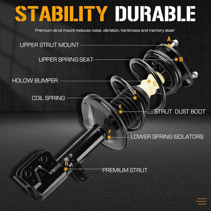 Solidspare 4Pcs New Front and Rear Struts for 2009-2013 Toyota Corolla 1.8L 572597 572598