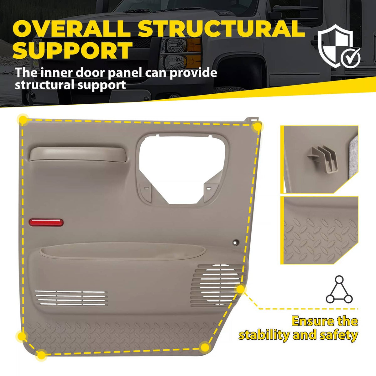 Solid Spare For GMC Topkick/ Chevrolet Kodiak Front Driver Interior Door Trim Panel Neutral