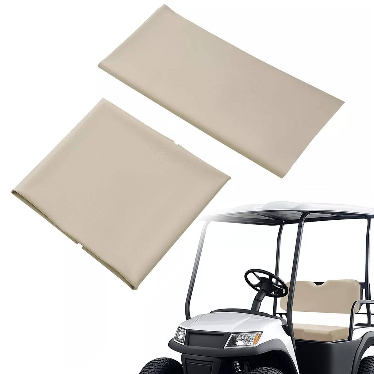 Solidspare Tan Golf Cart Front Seat Cushion Cover + Seat Back Cover For EZGO RXV 2008-Up