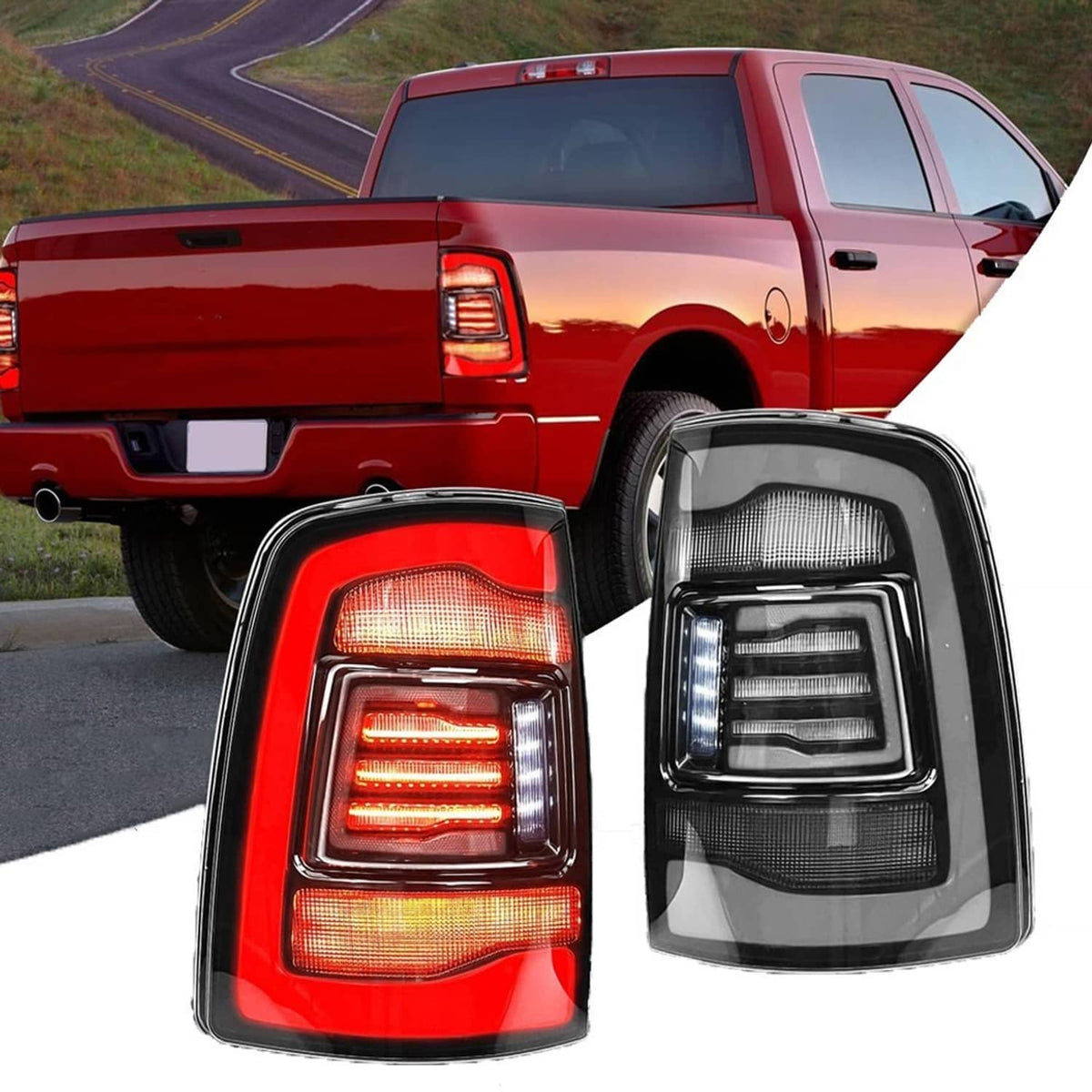 Solidspare Pair LED Tail Light for 09-18 Dodge Ram 1500 2500 3500 Rear Light Clear Lens New