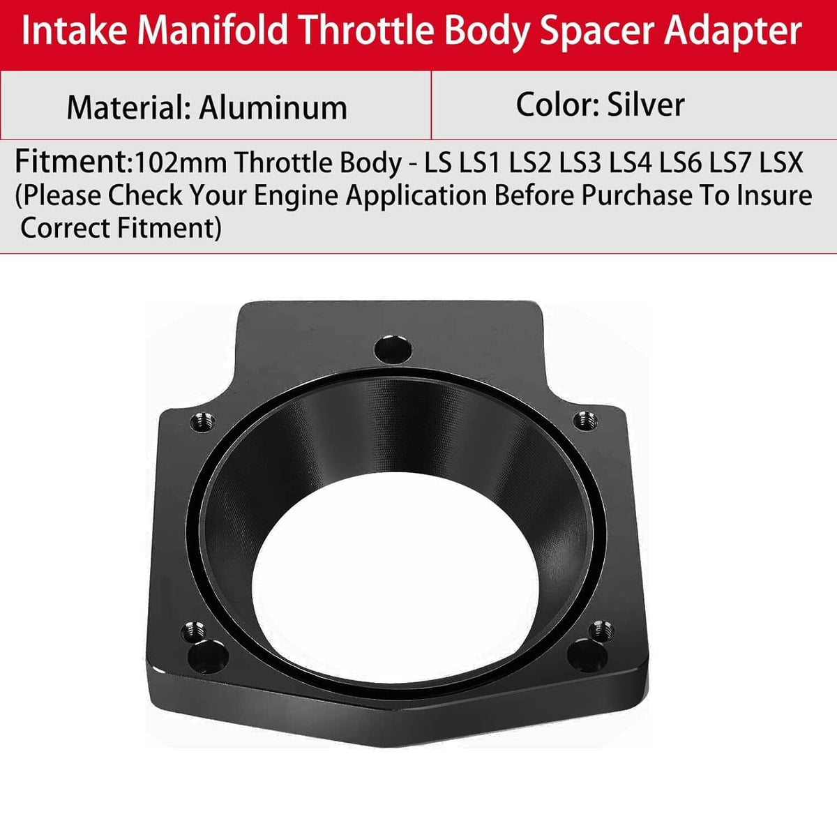 Solidspare New For LS Throttle Body for LS1 / Truck Adapter 3 Bolt Intake to 4 Bolt 92mm