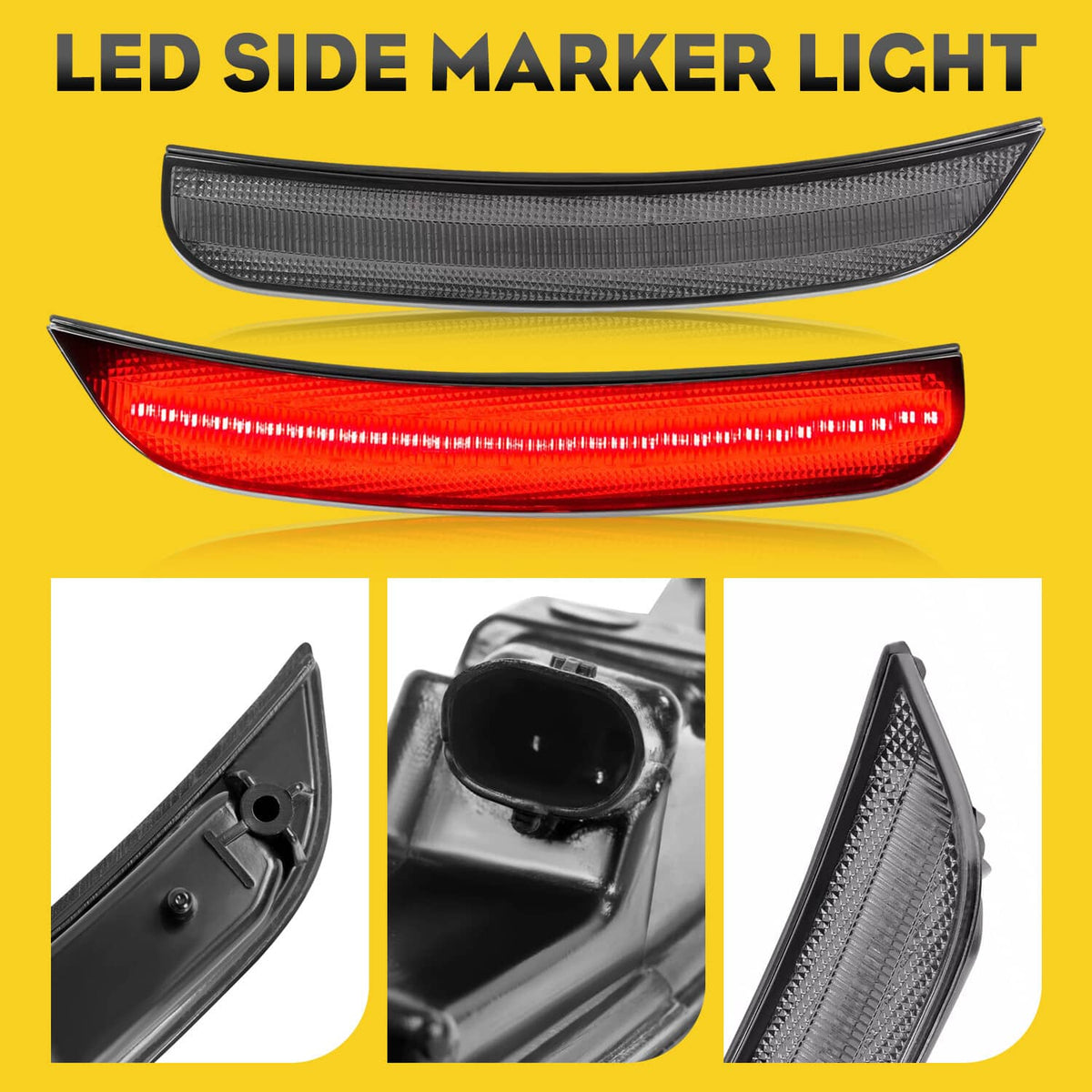 Solid Spare 2X Rear Red Smoked LED Side Marker Light Lamp For Chrysler 300 300S 300C 15-23