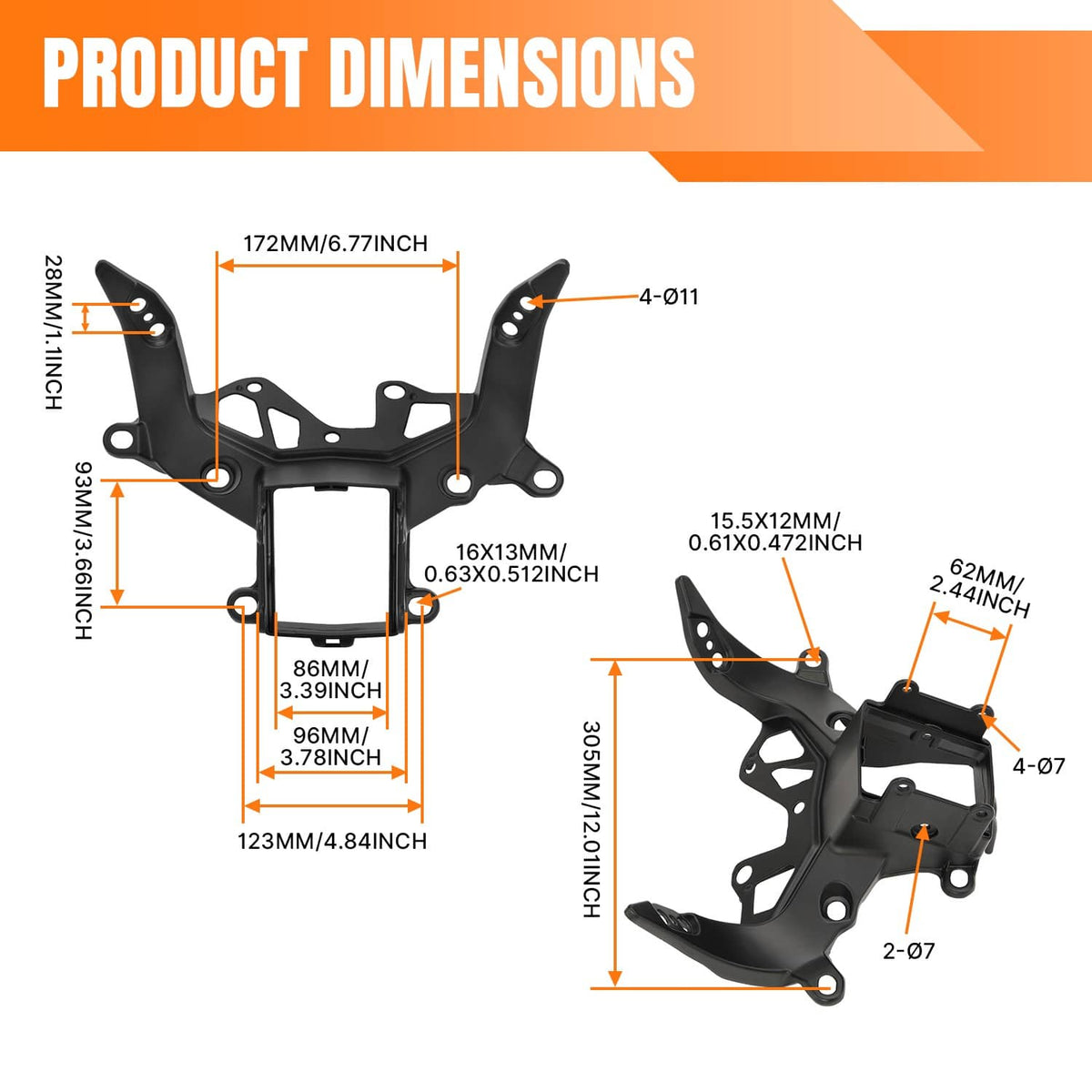 Solidspare Motorcycle Upper Fairing Stay Bracket For BMW S1000RR 2009-2018 HP4 2013-2014