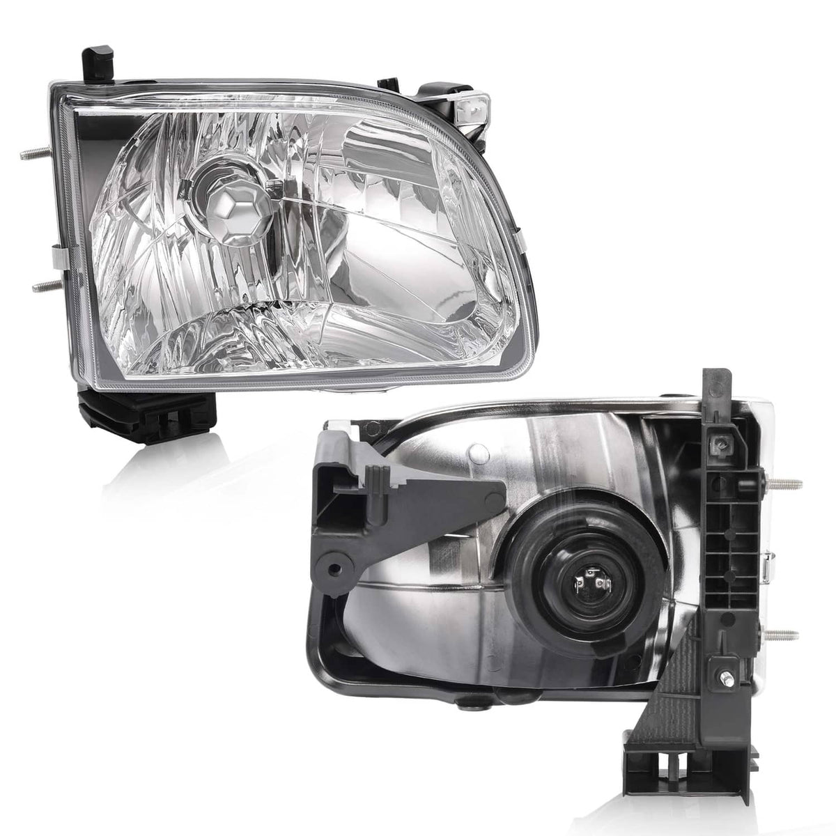 Solid Spare For Toyota Tacoma 2001 02 03 2004 Headlights Headlamps w/Bulb Driver & Passenger