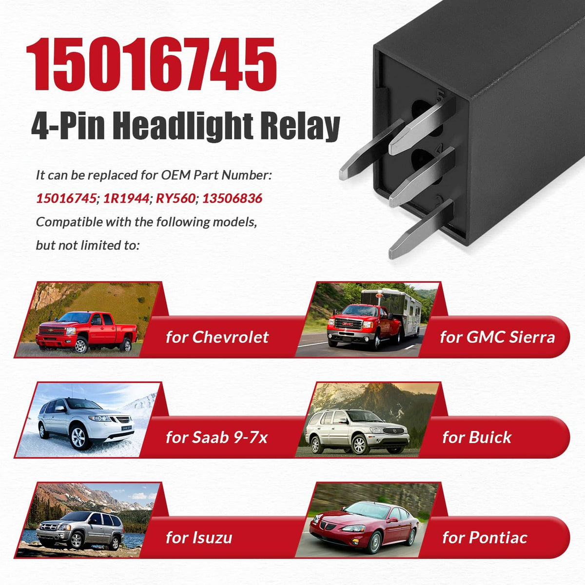 Solidspare 15016745 Multi-Purpose Relay Headlight Relay GMC Envoy Relay for Chevrolet, GMC