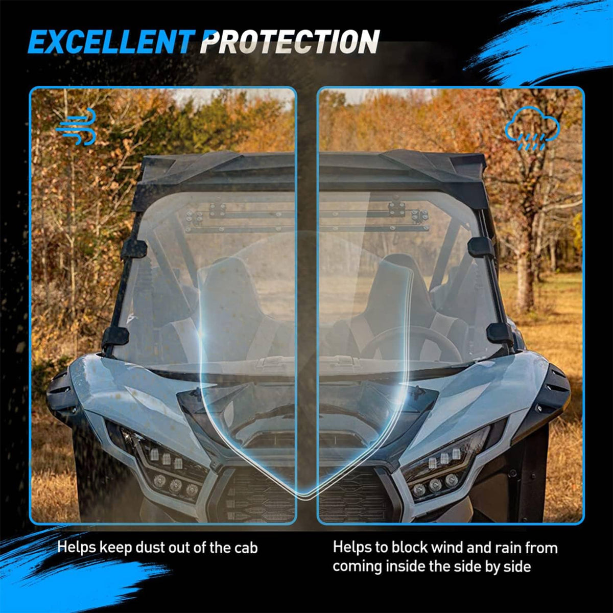 Solidspare UTV Full Clear Windshield For Polaris 2008-2014 RZR 800 / 2009-2014 RZR S 800