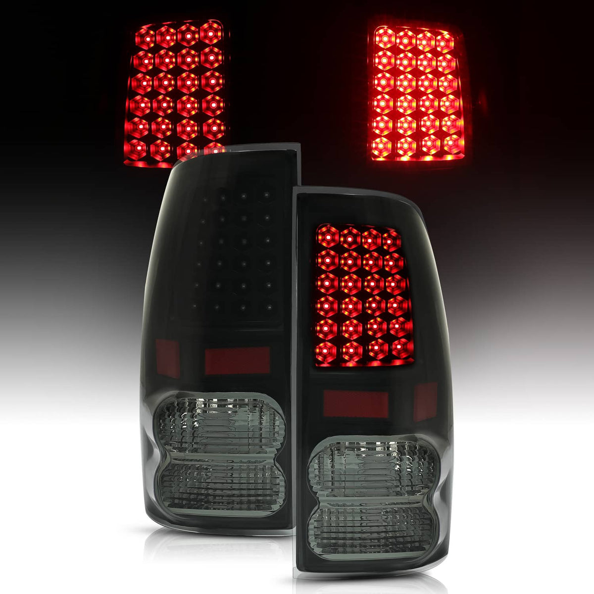 Solid Spare Black Smoke For Toyota Tundra 2007-2013 LED Tail Lights Brake Lamps Left+Right