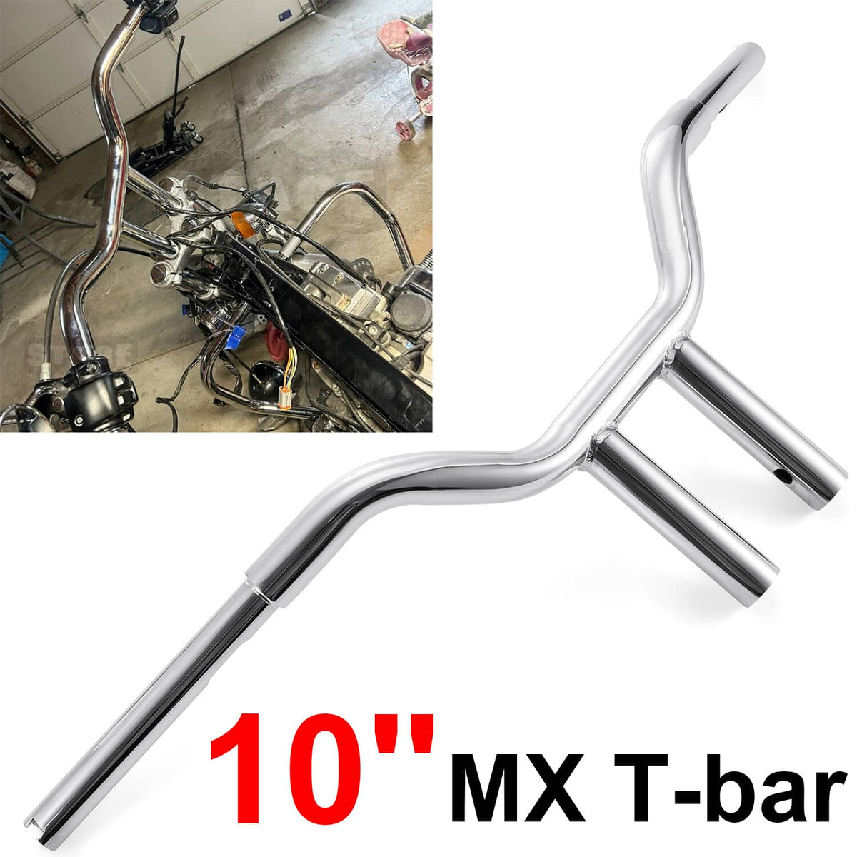Solidspare 10" MX-T Bars Handlebar Chrome For Harley Softail FLS Sportster Dyna Low Rider