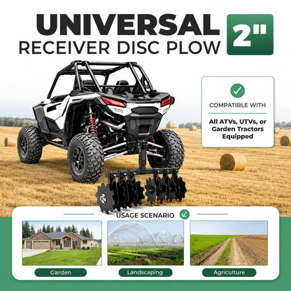Solidspare 34" Disc Plow Harrow w/ 2-inch Receiver Hitch 8-blade disc For Tractor ATV UTV