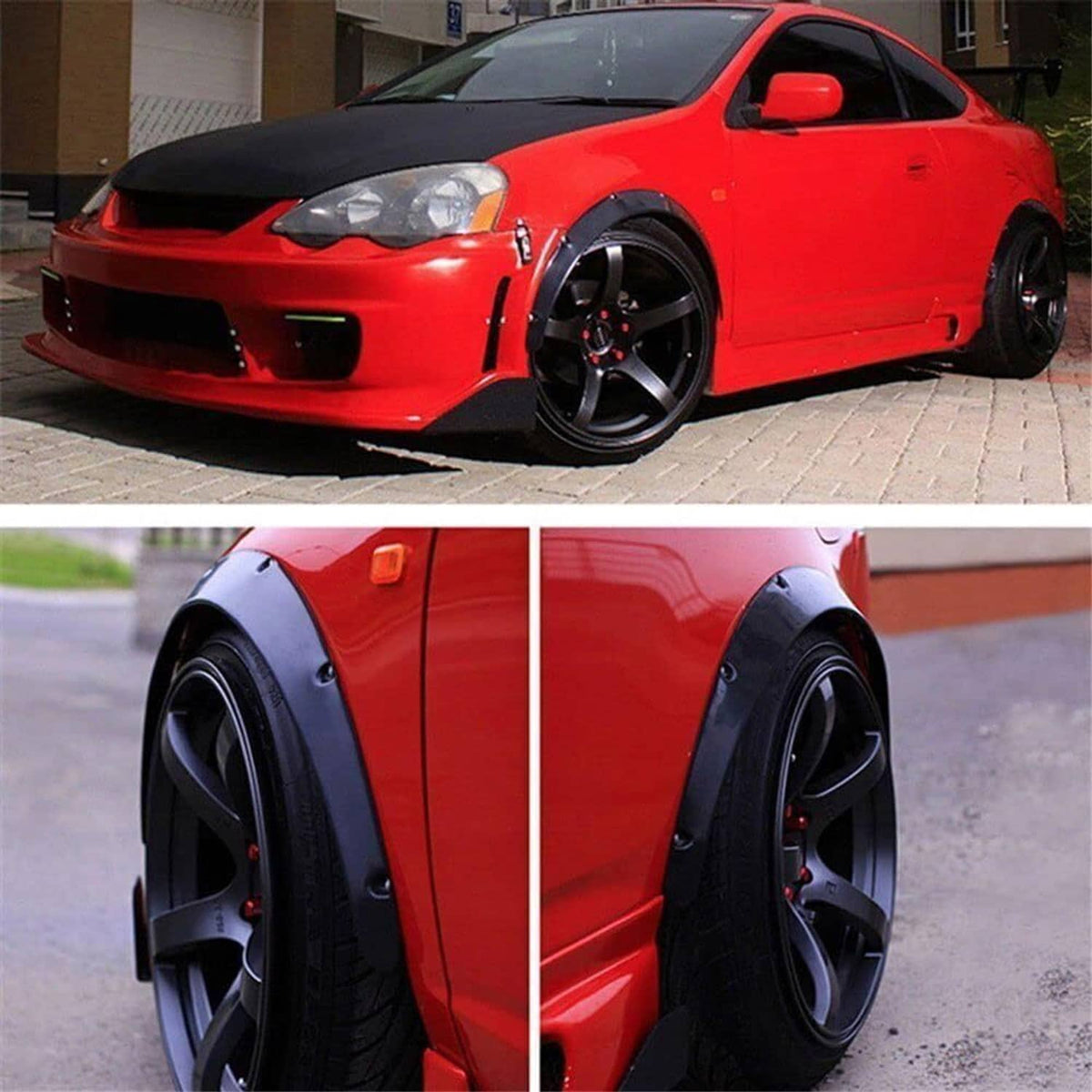 Solidspare 4x Fender Flares Polyurethane Wide Car Wheel Arches Body Kit Universal Balck