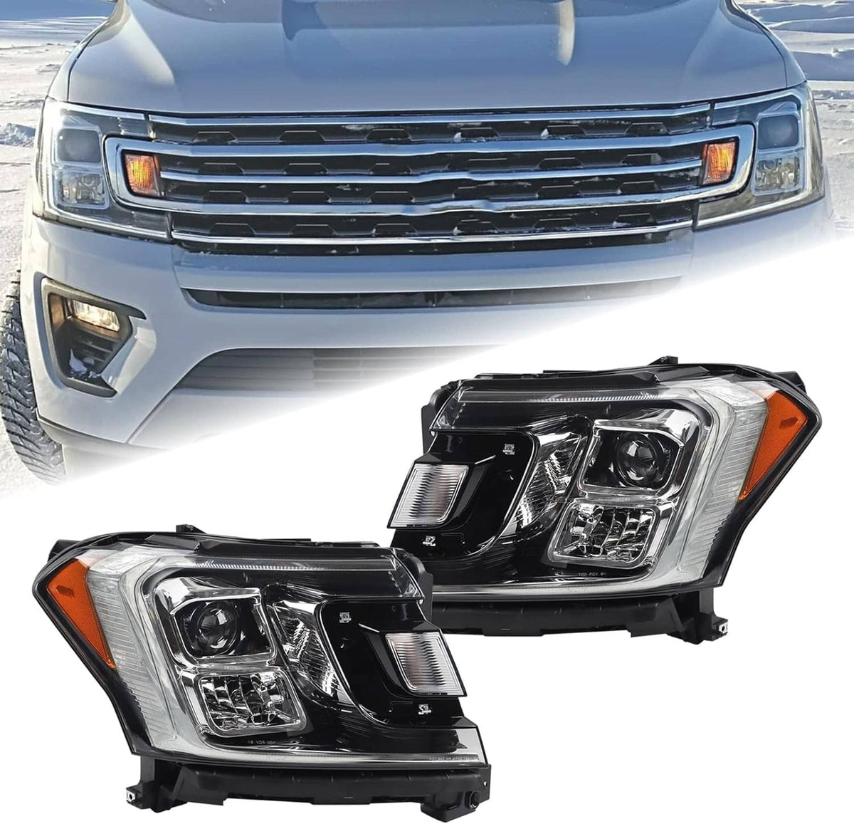 Solidspare New LED Left Right Headlight For 2018-2021 Ford Expedition JL1Z13008J JL1Z13008K