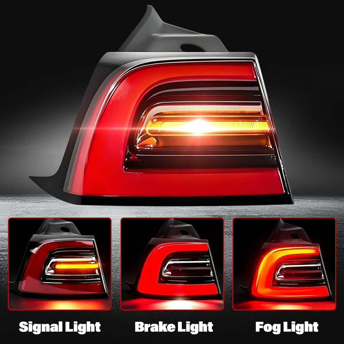 Solidspare For 2021-2024 Tesla Model 3/Y Left Rear Tail Lamp 4-Pin LED Amber OE# 1502086