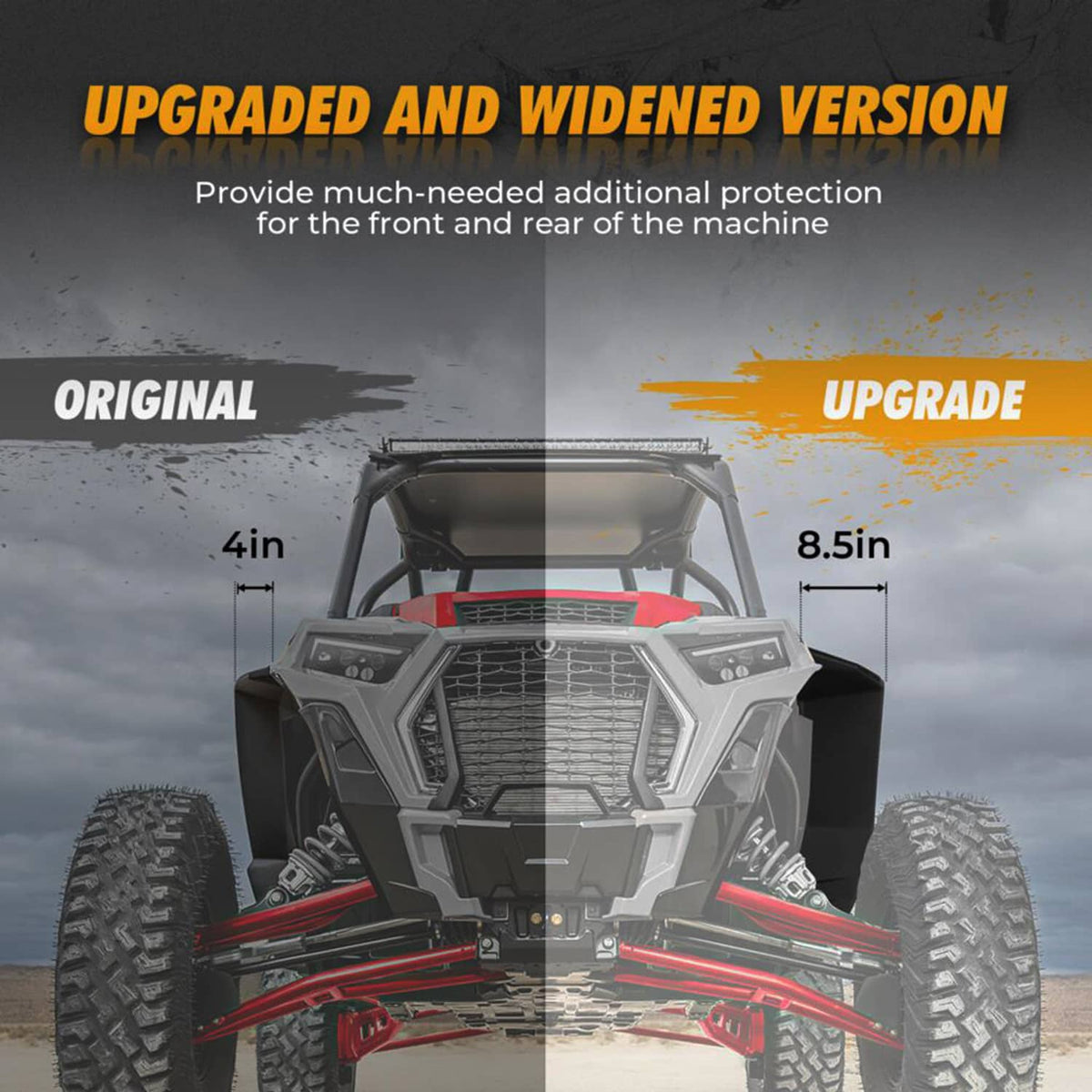 Solidspare 2881985 XXL 8.5" Front Fender Flares For Polaris RZR S 900 / RZR 4 900 2015-2020